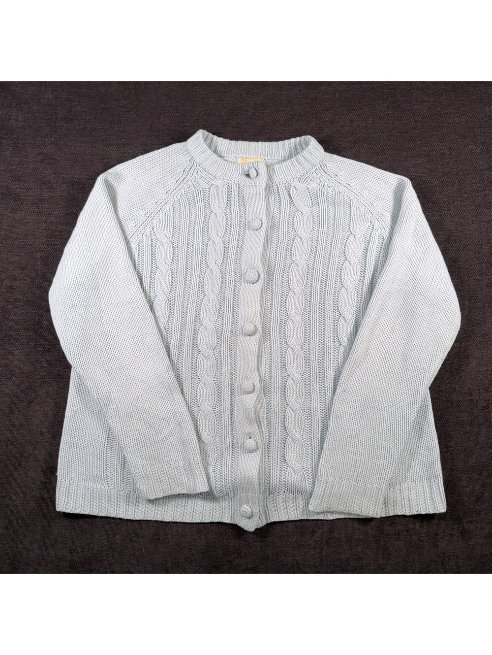 Pendleton Light Blue Cable Knit Button-Up Cardigan Sweater, Size 40